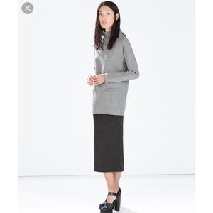 ZARA Charcoal Knit Tube Midi Skirt